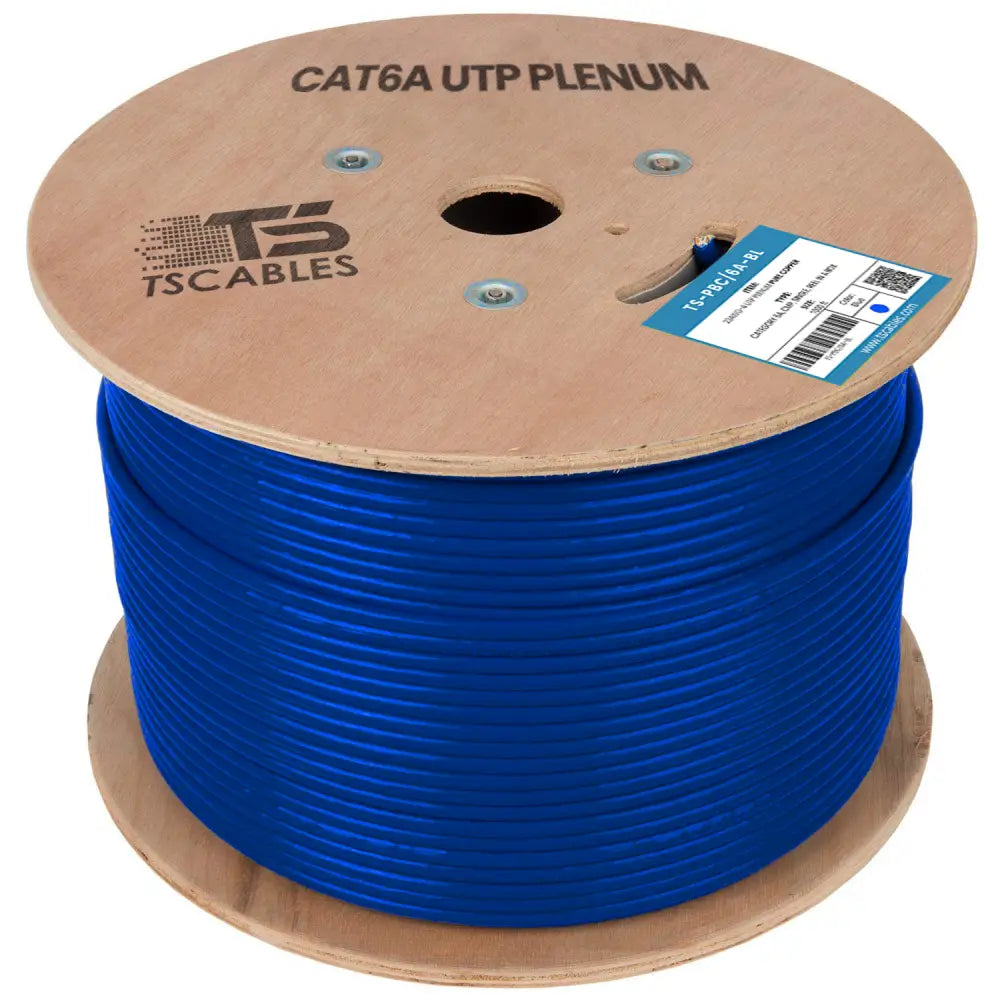 Cat6a Plenum UTP Cable Blue 1000 Ft